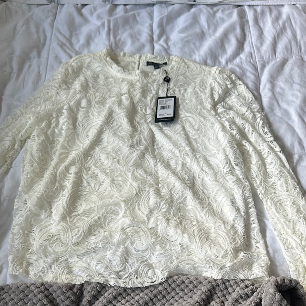 Adrianna Papell Ivory Lace Blouse